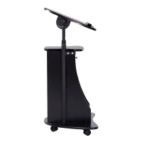 HOMCOM Deluxe Height Adjustable Rolling Laptop Cart Presentation Stand with Tilt Table Top and Storage Black(m-7)