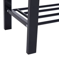 HOMCOM Hallway Shoe Bench with 2 Tier Shoe Rack Holder Entryway Shoe Storage Shelf Unit with Padded Seat Black(m-6)