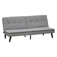 HOMCOM Convertible Lounge Futon Sofa Bed/3 Seater Tufted Fabric Upholstered Sleeper with Adjustable Backrest, Grey(m-1)