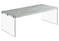 Monarch 44" Contemporary Tempered Glass Base Accent Coffee Table - Grey Cement-Look Top Finish(m-1)