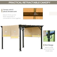 Outsunny 10' x 10' Outdoor Patio Gazebo Pergola with Retractable Canopy Roof, Steel Frame with Stakes & Unique Design(m-6)