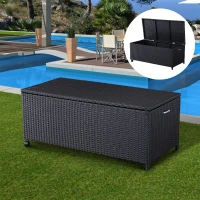 Outsunny Indoor Outdoor Rattan Garden Storage Box Unit Patio Furniture Chest(m-1)