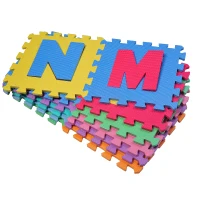HOMCOM 33.6Sqft Number Alphabet EVA Puzzle Mat Interlocking Floor Mat Children Kids Toddler Play Foam with Certifications – 36 Pieces(m-6)
