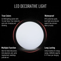 HOMCOM 16" RGB Waterproof Rechargeable Adjustable Color Changing Ball with Remote Control(m-5)