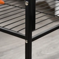 PawHut Two-Story Small Animal Cage Removable from Stand, Pet Habitat with Shelf & Wheels, 33" x 18.5" x 35", Charcoal Gray(m-14)