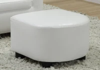 Monarch Kids' Upholstered Leather-Look Barrel Club Chair with Matching Ottoman - White(m-3)