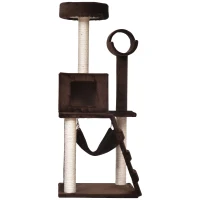 PawHut 51”H Cat Tree Scratching Multi-level Tower Kitten Condo Play House Brown(m-7)