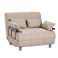 HOMCOM 3-in-1 Convertible Chair Sofa Bed Lounger Folding Bed with Adjustable Backrest and 4 Pillows Beige(m-2)