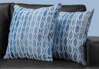 Monarch 18" x 18" Wave Pattern Throw Pillow (Set of 2) - Blue(m-2)