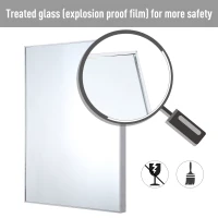 kleankin 24”Lx32”W Wall Mounted Bathroom Vanity Wall Mirror Rectangular Aluminum Alloy Frame Horizontal/Vertical Hanging(m-5)