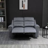 HOMCOM Modern Loveseat Recliner Sofa with Linen Fabric and Thick Sponge Padding, 2 Seater Couch Recliner Couch Manual Reclining Sofa Loveseat Couch Living Room Furniture, Gray(m-7)