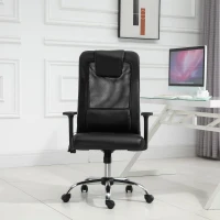 Vinsetto Mesh Office Chair with Rechargeable Electric Vibration Massage Lumbar Rocking, with Pillow, Wheels - Black(m-2)