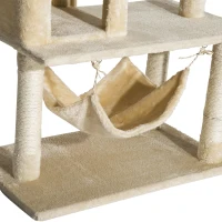 PawHut 60" Cat Tree Scratching Condo Furniture Kitty Activity Center with Hanging Toy Beige(m-7)