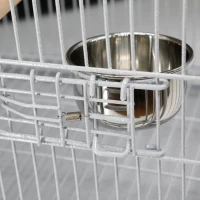 PawHut 18" Heavy Duty Wrought Iron Travel Bird Cage Carrier With Handle Perch And Accessories - White(m-9)