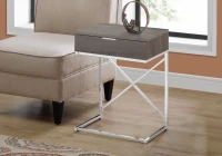 Monarch 24" Contemporary End Table Night Stand with Large Storage Drawer and Metal X-Design Frame - Dark Taupe Wood Grain-Look / Chrome Base(m-2)