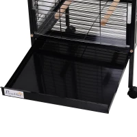 PawHut Metal Bird Parrot Cage With Rolling Standing 5ft w/ perches and bowls Black(m-13)