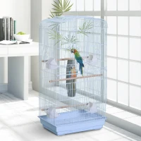 PawHut 36" Bird Cage Macaw Play House Cockatoo Parrot Finch Flight Cage 2 Doors Perch 4 Feeder Pet Supplies White(m-1)