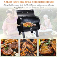 Outsunny 20" Charcoal Barbecue Grill with Wooden Handle Portable Outdoor Camping Charcoal Barbecue Grill Improved Air Circulation(m-4)