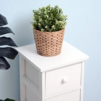 HOMCOM Set of 2 Wood Cabinet Tall Bedside Table Nightstand Storage Unit with 4 Drawers White(m-8)