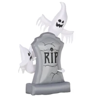 HOMCOM 5.1 ft Inflatable Ghosts with Tombstone, Halloween Outdoor LED Light Yard Display, Waterproof(m-12)