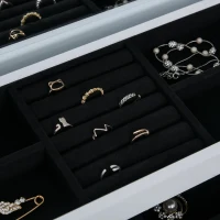 HOMCOM 3-Tier Jewelry Box Organizer with Glass Mirror and 6 Slots for Beauty Accessories, Costume Jewelry, White(m-7)