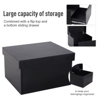 HOMCOM Ample Capacity Shoe Cabinet Box Bench w/ Drawers Particleboard Black(m-6)