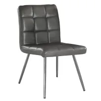 Monarch 2 Piece Quilted PU Leather Chrome Metal Legged Modern Dining Chair Set - Grey(m-1)