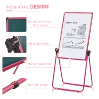 Vinsetto Foldable and Height Adjustable U-Stand Double Sided Whiteboard Chalkboard Easel(m-8)