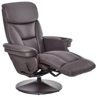 HOMCOM Manual Recliner, Swivel Lounge Armchair with Side Pocket, Footrest and Cup Holder for Living Room, Brown(m-10)