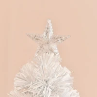 HOMCOM 5ft Prelit Artificial Christmas Tree with LED Lights, Multicolored Fiber Optics and Realistic Branch Tips, White(m-12)