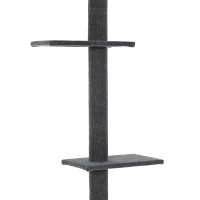 PawHut Floor-to-Ceiling Cat Tree Cat Climbing Tower with Sisal-Covered Scratching Posts Natural Cat Tree Activity Center for Kittens Cat Tower Furniture, Gray(m-6)