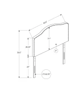 Monarch Twin Size Classic Style Headboard with Leather-Look Upholstery and Chrome Nailhead Finish - White(m-4)