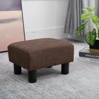 HOMCOM 15” Rectangular Linen Padded Ottoman Footrest Stool Modern Entryway Living Room Seat Chair(m-1)
