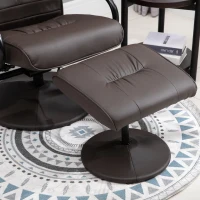 HOMCOM Massaging Faux Leather Recliner Chair and Ottoman Set, Swivel Vibration Massage Lounge Chair with Remote Control for Living Room, Bedroom, or Office, Brown(m-9)