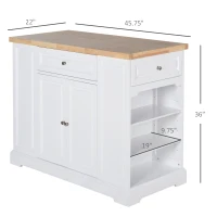 HomCom Rolling Kitchen Island Trolley Storage Cart with Drawers, Door Cabinet, Adjustable Shelves for Dining Room, White(m-3)