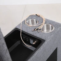 HOMCOM Modern L-Shaped Sectional with Chaise, 3 Seater Manual Recliner with Ottoman, Storage Console, Cup Holders, USB Charging, Gray(m-18)