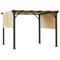 Outsunny 10' x 10' Outdoor Patio Gazebo Pergola with Retractable Canopy Roof, Steel Frame with Stakes & Unique Design