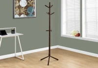 Monarch 69" Contemporary Modern 9-Hook Wooden Coat Tree Hanger Rack - Cappuccino Brown Finish(m-2)