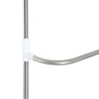HomCom Rolling Extendable Clothes Rack Adjustable Double Rods Garment Hanger with Shoe Rack and Brake Wheels(m-8)