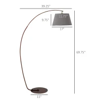 HOMCOM Arched Floor Lamp, Modern Standing Lamp with Foot Switch & Metal Base, Corner Reading Lamps Tall Pole Light for Office Bedroom Living Room, Grey(m-3)