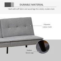 HOMCOM Convertible Lounge Futon Sofa Bed/3 Seater Tufted Fabric Upholstered Sleeper with Adjustable Backrest, Grey(m-6)