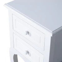 HOMCOM Wood Night Stand Bedside End Table with 2 Storage Drawers White(m-6)