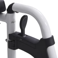 HOMCOM Rolling Shower Wheelchair Bath Toilet Commode Bariatric with Wheels, Detachable Bucket & Shower-Proof Design, 17" Seat Width, Black(m-14)