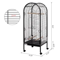 PawHut Metal Bird Parrot Cage With Rolling Standing 5ft w/ perches and bowls Black(m-3)