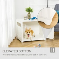 PawHut 29.5" Wooden Dog Cage with Windows, End Table Furniture Style, Modern Pet Kennel with Lockable Doors Elevated Base for Small and Medium-sized Dogs, White(m-5)