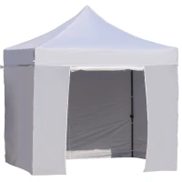 Outsunny 9.4' Folding Gazebo Metal Canopy Party Tent With Sandbag Adjustable Height White(m-2)