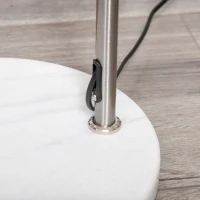 HOMCOM Arc Floor Lamp,Metal Standing Lamp, with 350° Flexible Lampshade, Adjustable Pole, and Marble Round Base for Living, Office, Bedroom, White/Silver(m-14)