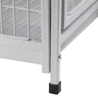 PawHut 18" Heavy Duty Wrought Iron Travel Bird Cage Carrier With Handle Perch And Accessories - White(m-11)