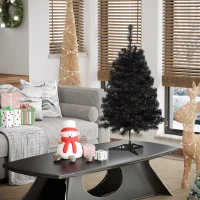 HOMCOM 3ft Artificial Christmas Tree Unlit Douglas Fir with Realistic Branches and 90 Tips, Black Halloween Style Holiday Decoration(m-2)