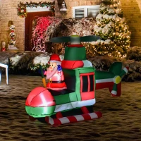HOMCOM 5FT Christmas Inflatable Santa Claus Flying Helicopter with Built-in LED Lights, Outdoor Indoor Blow up Holiday Yard Decorations(m-8)
